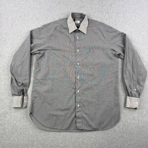Brioni Dress Shirt Mens 15.5 39 Gray Contrast Collar Button Up Long Sleeve Italy